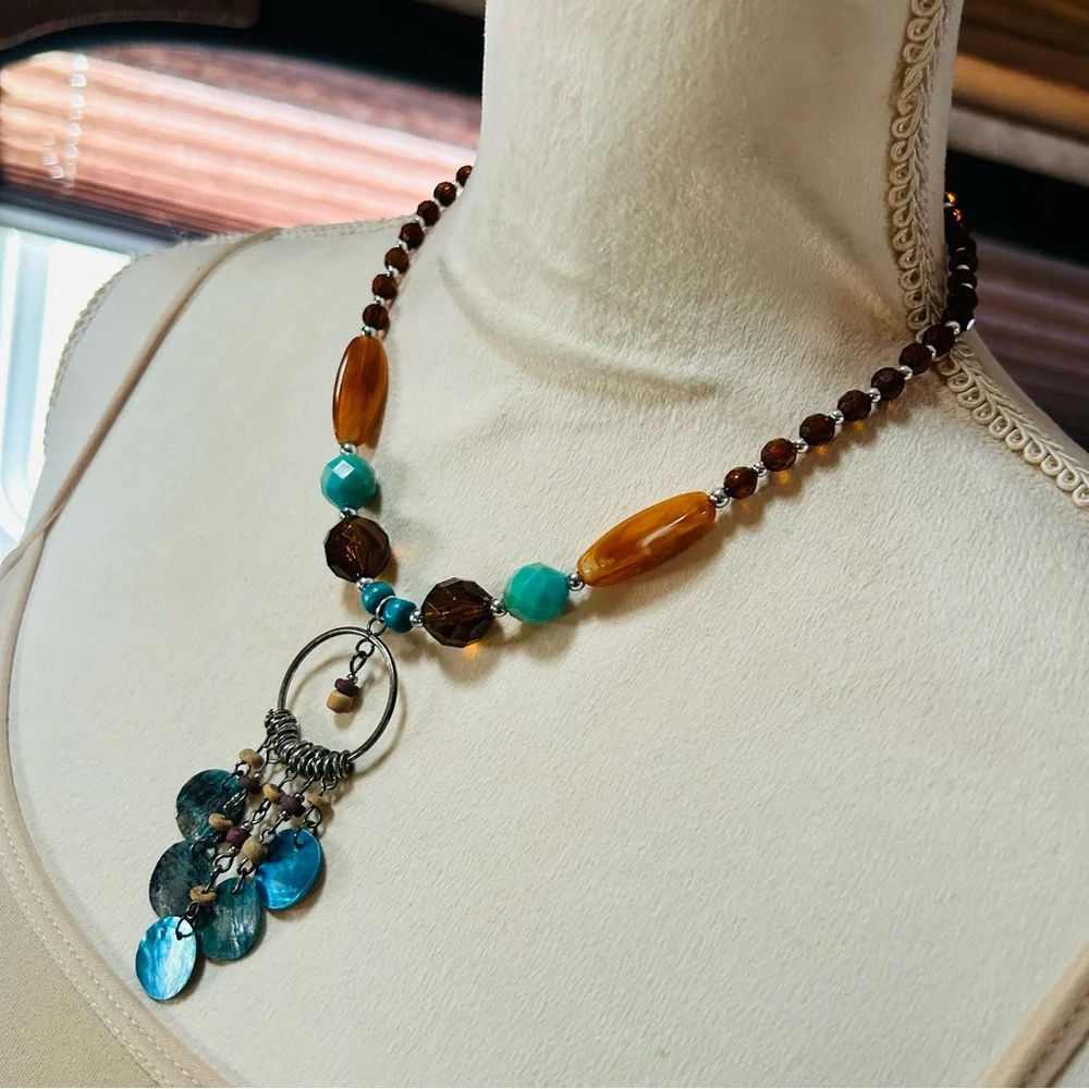 Handcrafted repurpose southwest style beaded necklace